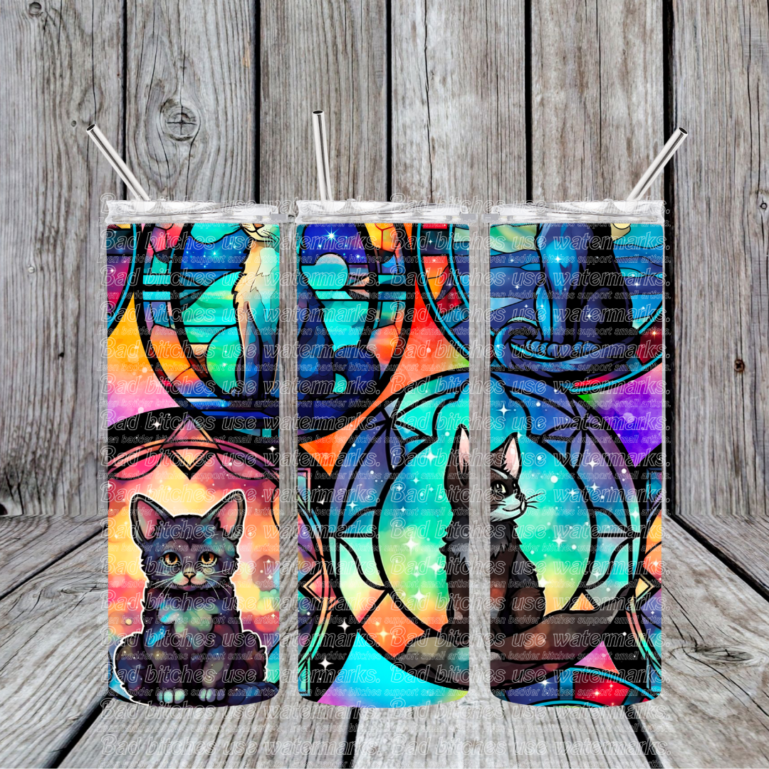 Stained Glass Cat 1 Tumbler