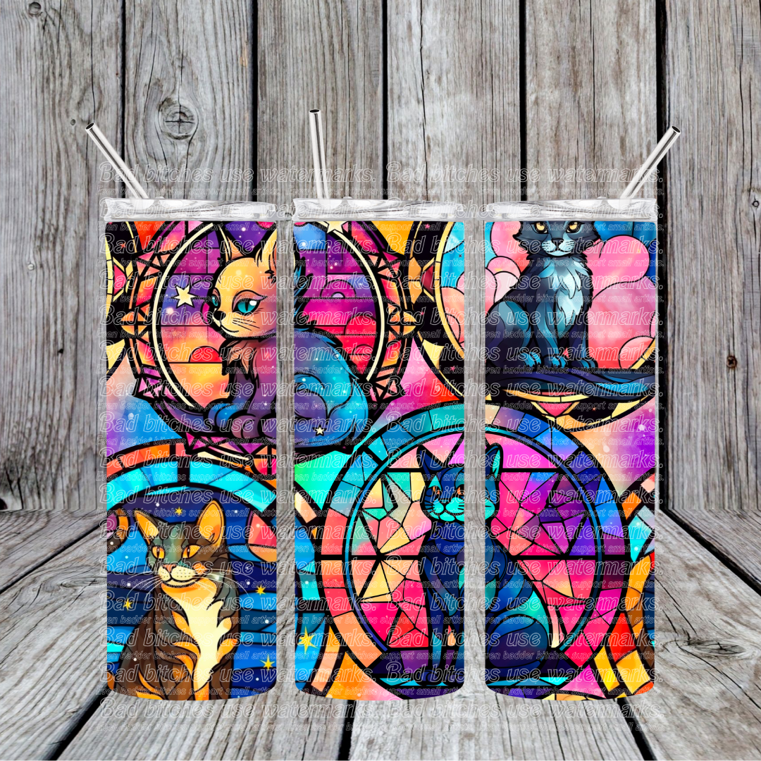 Stained Glass Cat 2Tumbler