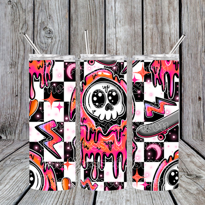 Pink Drippy Skelly Tumbler