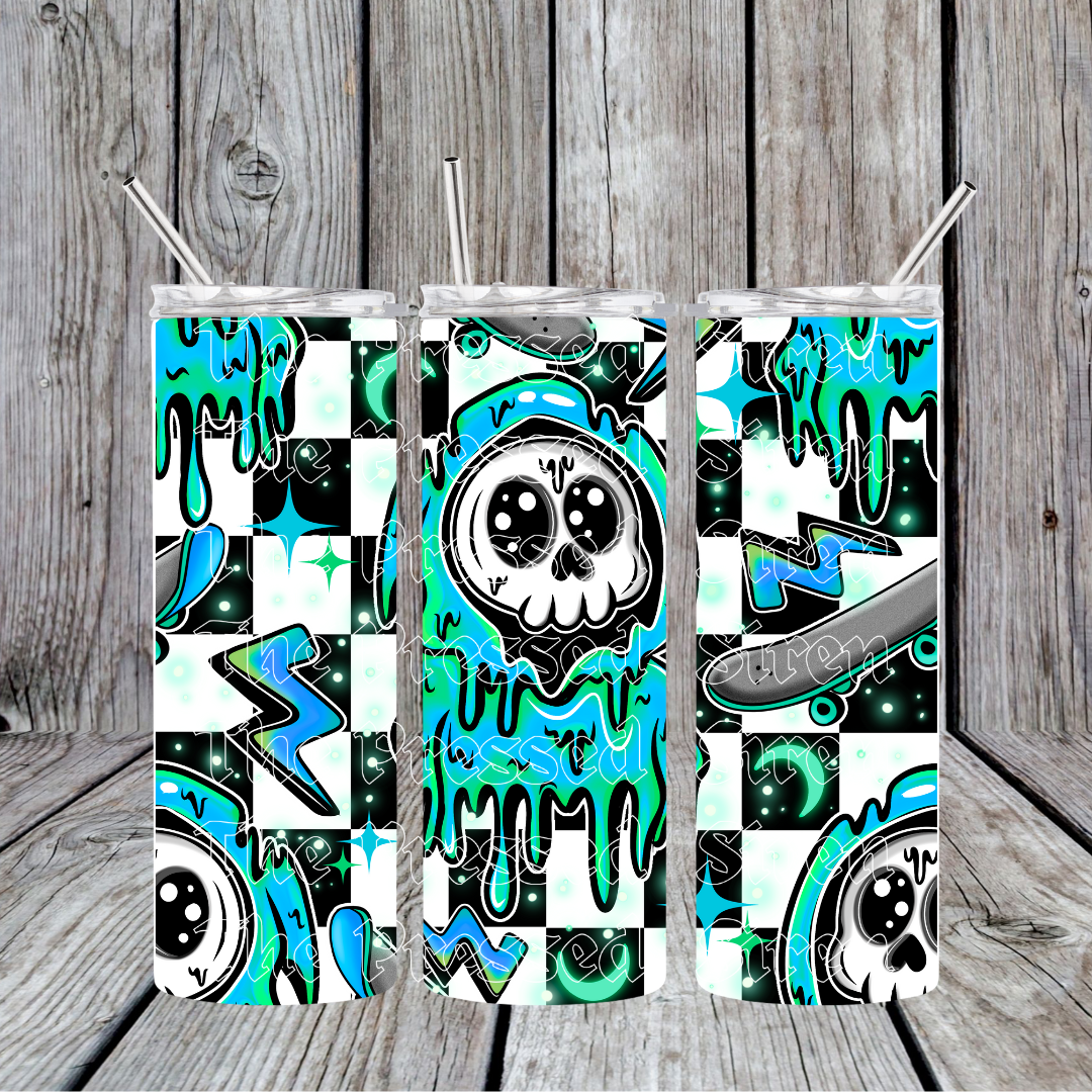 Blue Drippy Skelly Tumbler