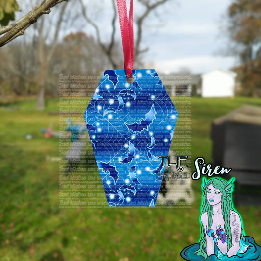 Blue Bat Coffin Shape Ornament