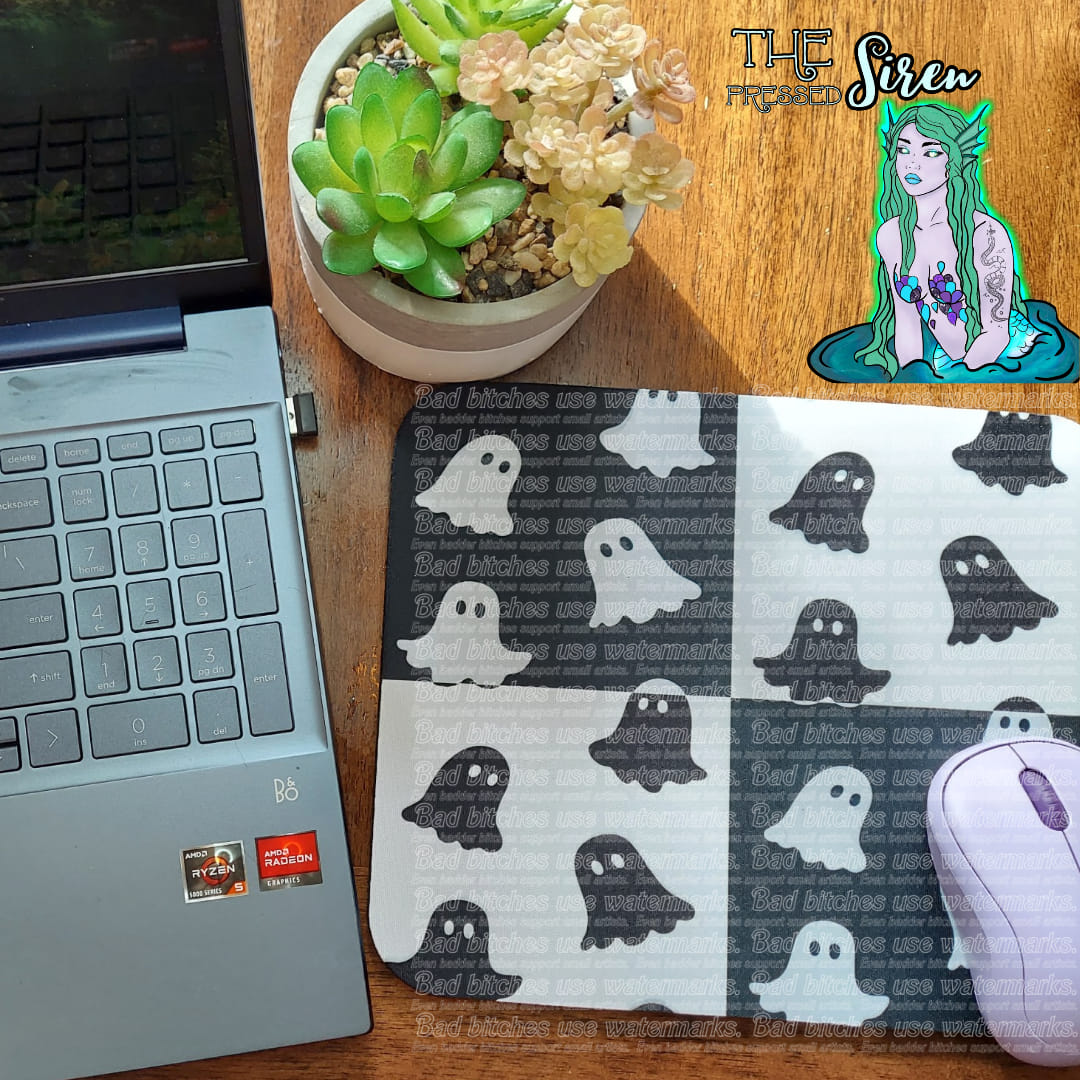 Black and White Ghost Mousepad