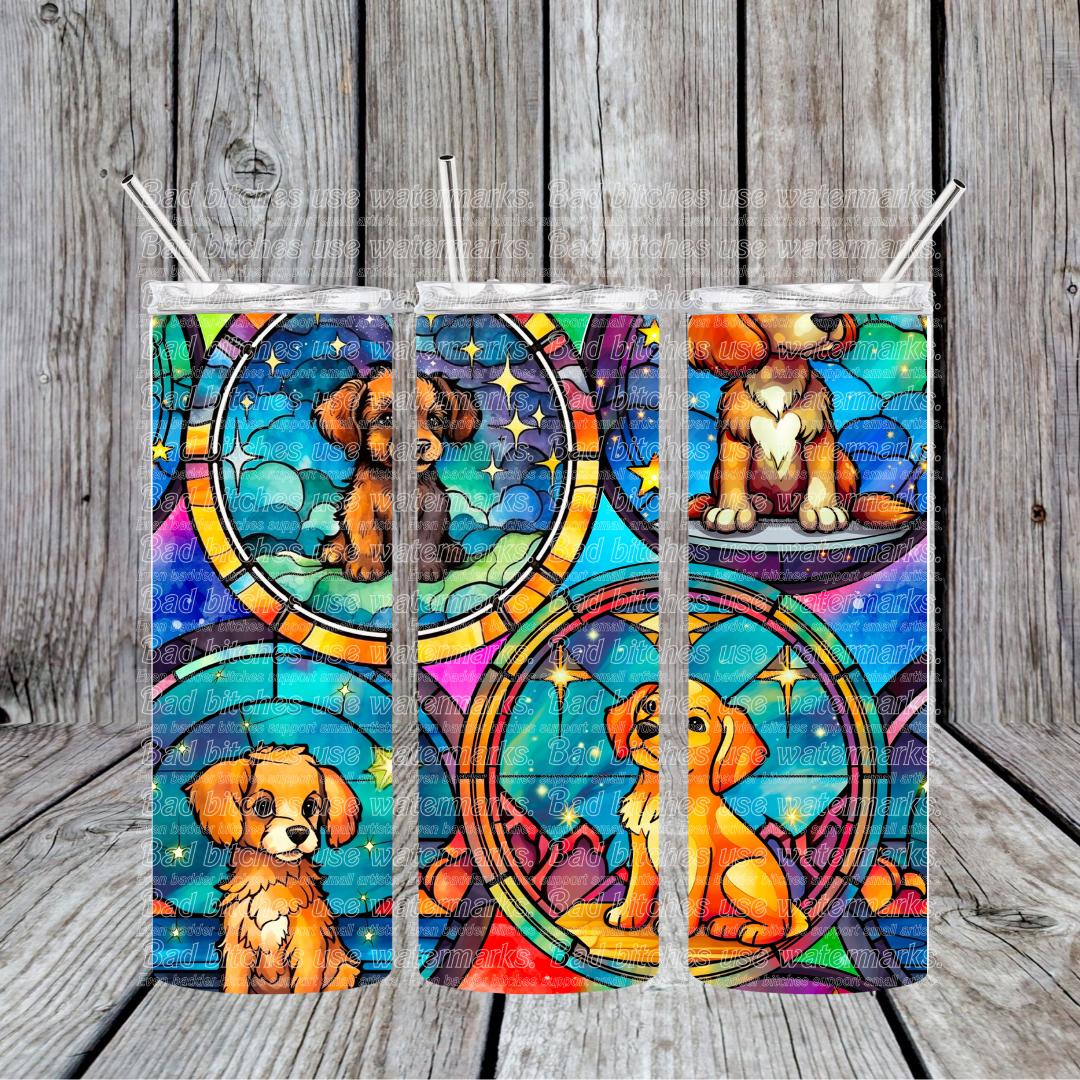 Stained Glass Dog 2 Tumbler