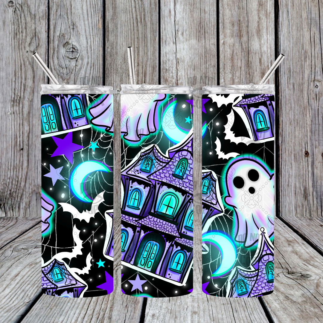 Purple Haunted House Tumbler