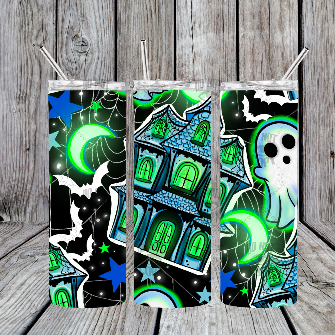 Green Haunted House Tumbler